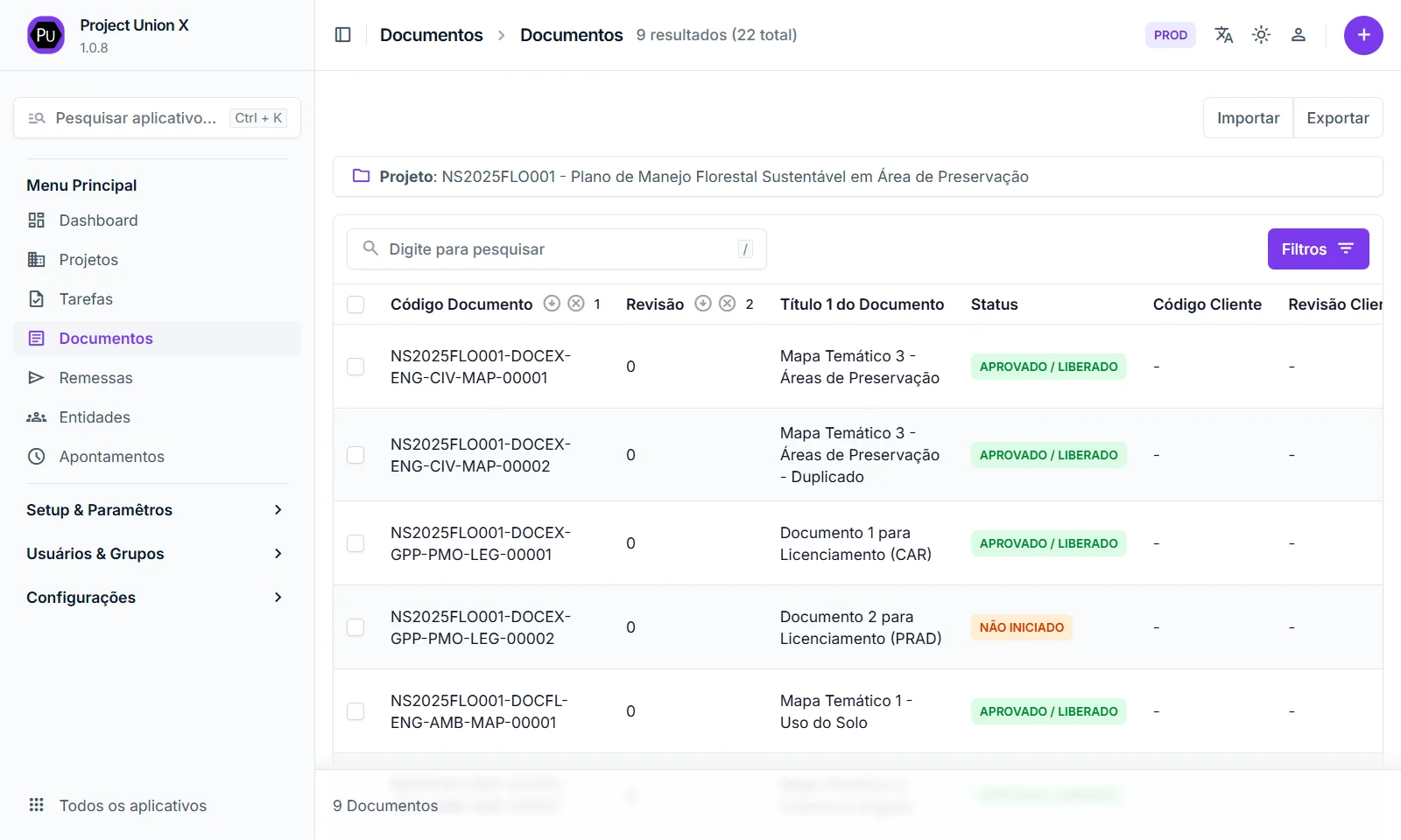 Painel Project Union X